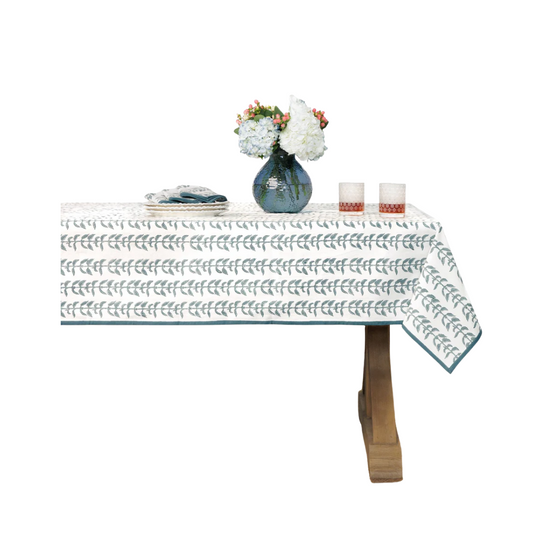 Promegranate India Hicks Nettle Dusty Sky Tablecloth- 60 x 120 in.