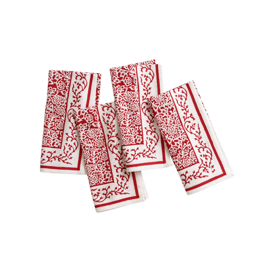 Pomegranate Tapestry Deep Red Napkins - Set of 4