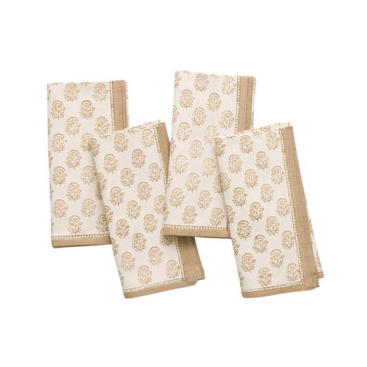 Pomegranate Anika Beige Napkins - Set of 4