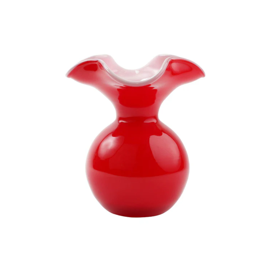 Vietri Hibiscus Glass Red Small Fluted Vase