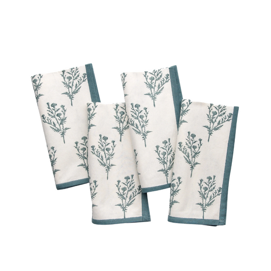 Pomegranate India Hicks Home Thistle Dusty Sky Napkins- Set of 4