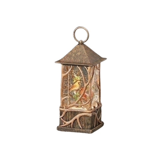 Lighted Swirl Cardinal Antler Lantern
