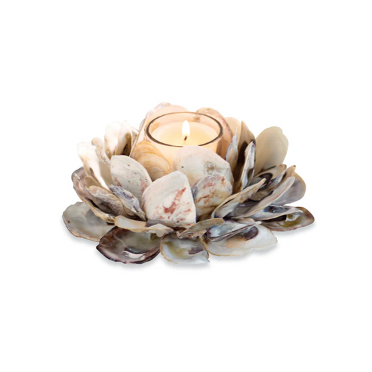 Candle Holder - Oyster Shell with Glass Votive