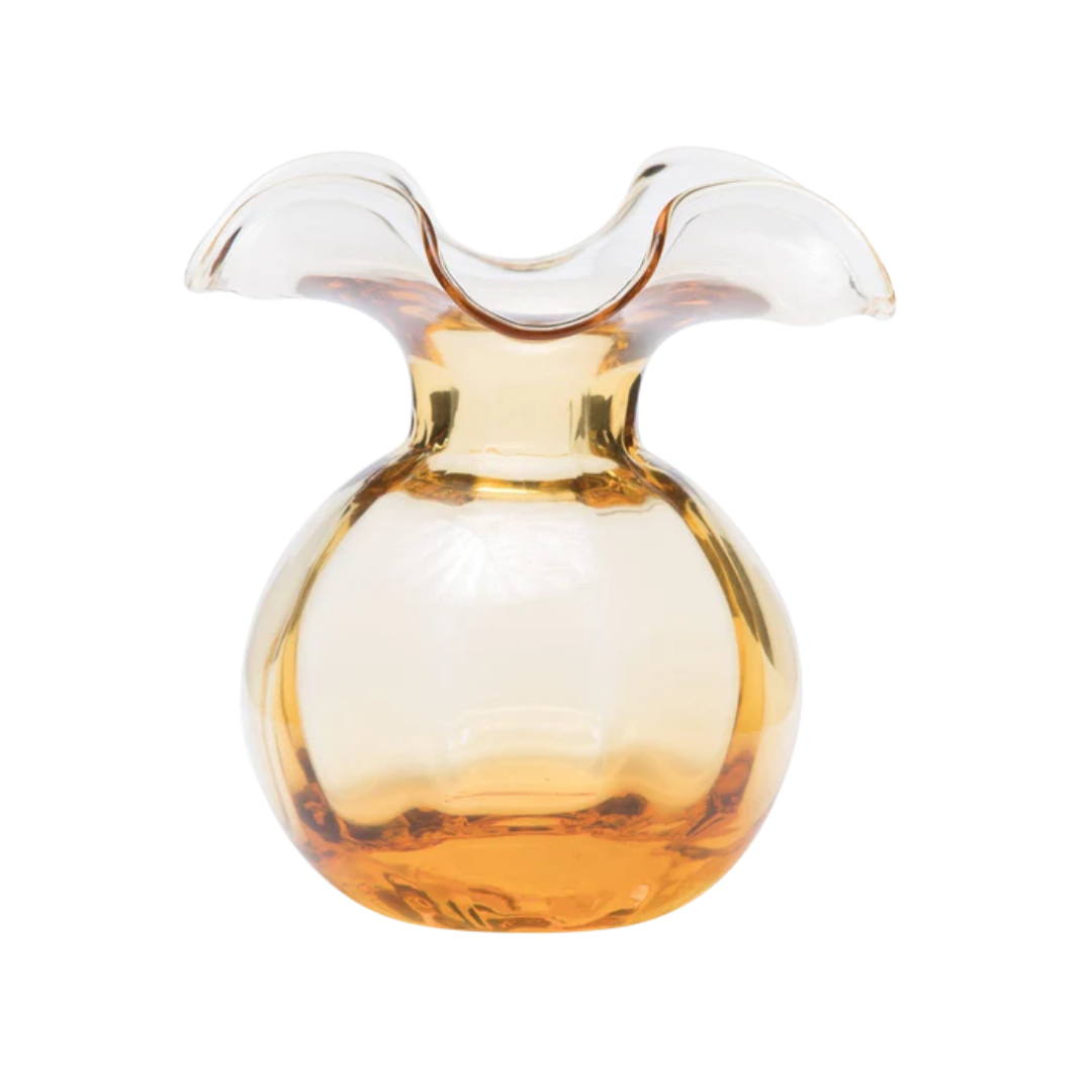 Vietri Hibiscus Glass Amber Medium Fluted Vase