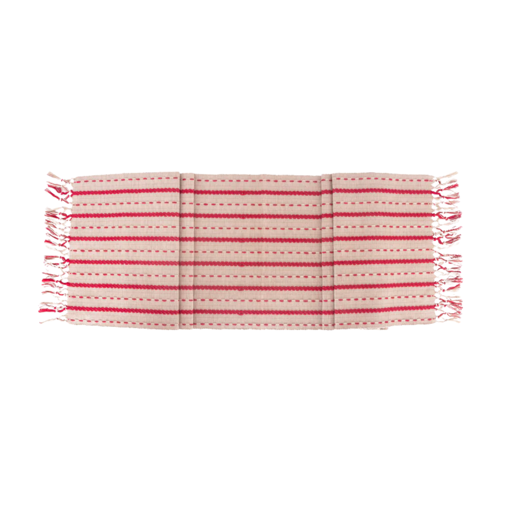 Red and Cream Saddle Stitch Table Runner
