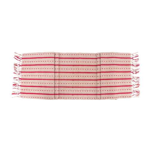 Red and Cream Saddle Stitch Table Runner