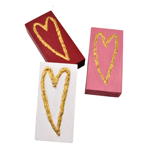 Hand painted Wood Heart Block