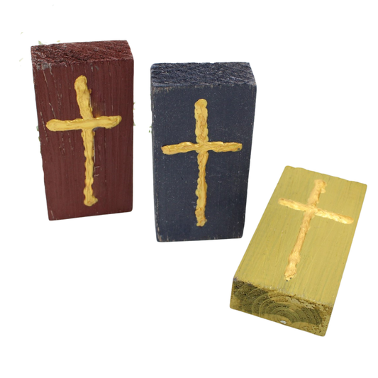 Wood Block with Handpainted Cross