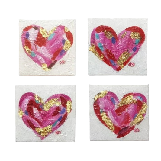 Hand painted Canvas Heart with Gold Leafing