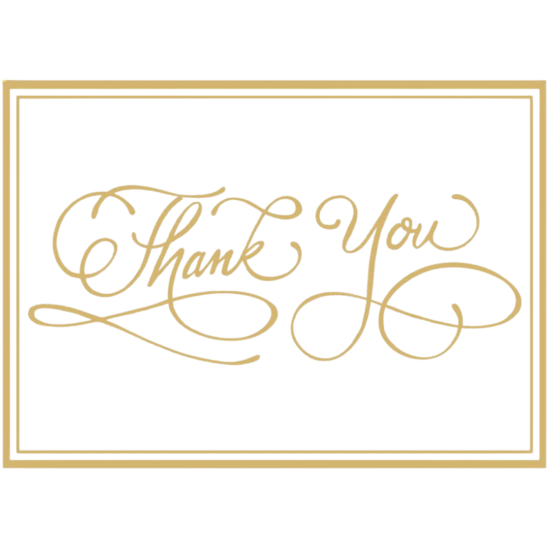 Caspari Thank You Calligraphy Gold Foil Cards with Envelopes