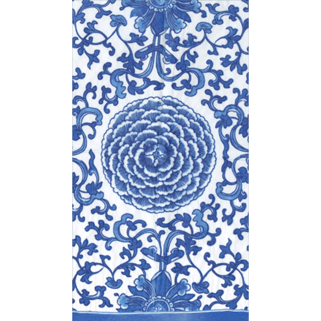 Caspari Indigo Garden Blue and White Guest Towels