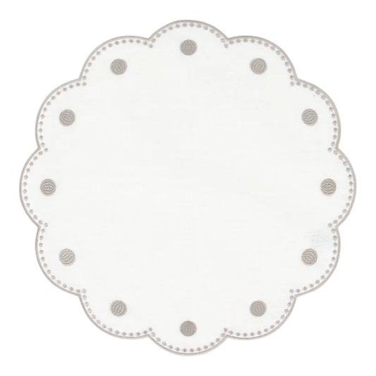 Vietri Tessuti White Round Placemats with Natural Dots