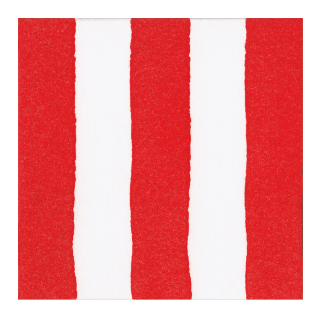 Caspari Cafe Stripe Red Luncheon Napkin