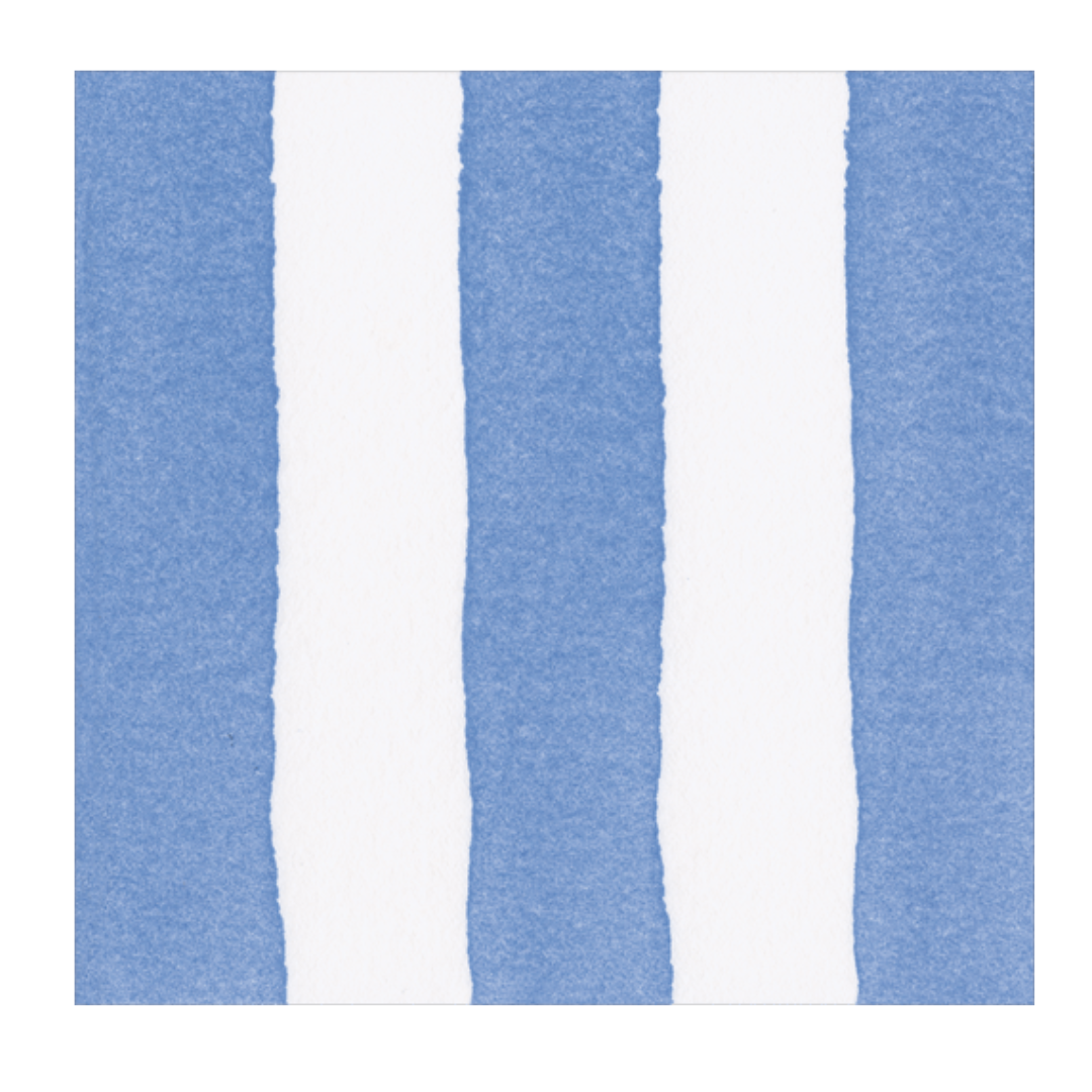 Caspari Cafe Stripe Blue Luncheon Napkin