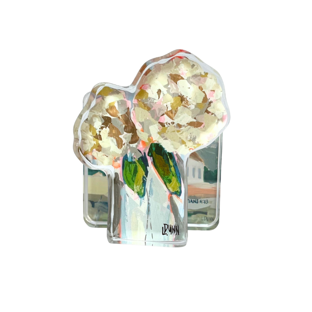 Lauren Dunn Two Hydrangea Blooms Acrylic Block