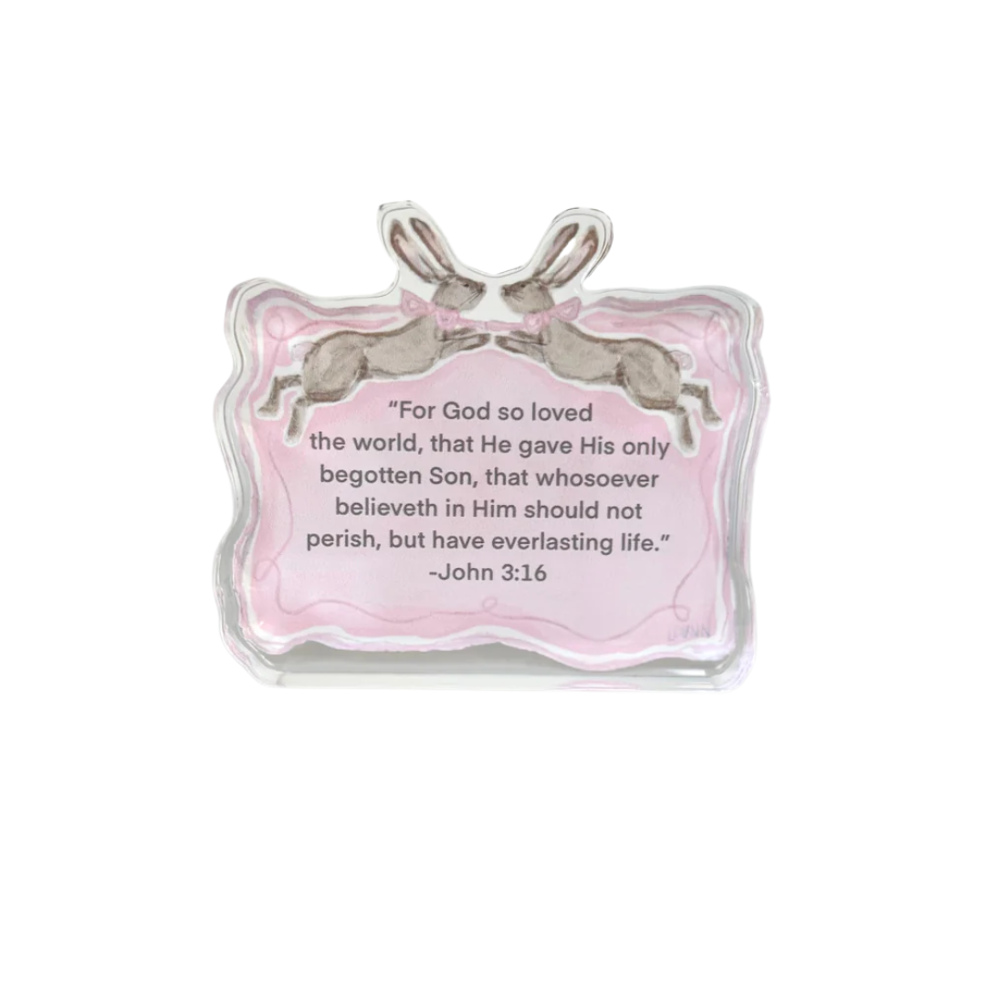 Lauren Dunn Pink John 3:16 Acrylic Scripture Block