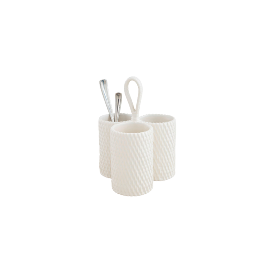 Woven Stoneware Utensil Holder
