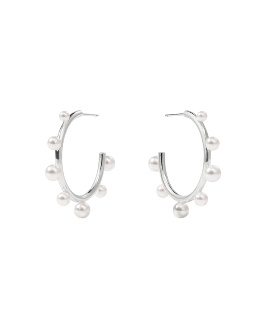 Julie Vos Hydra Stone Hoop - M - Silver
