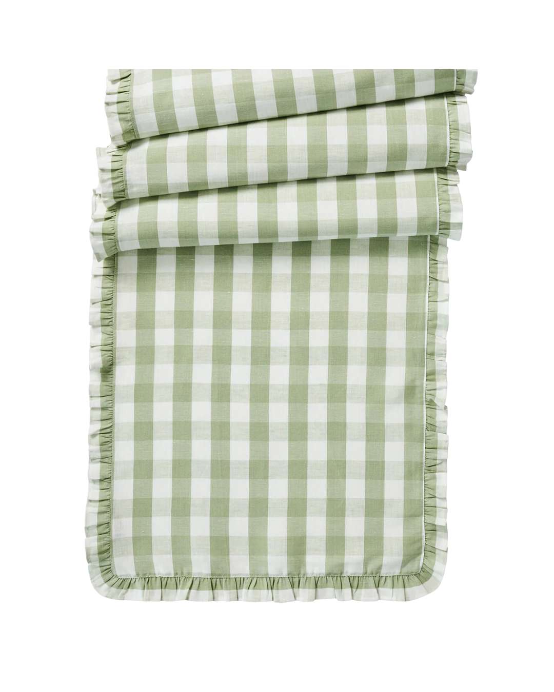 Juliska Gingham Ruffle Table Runner - Seagrass
