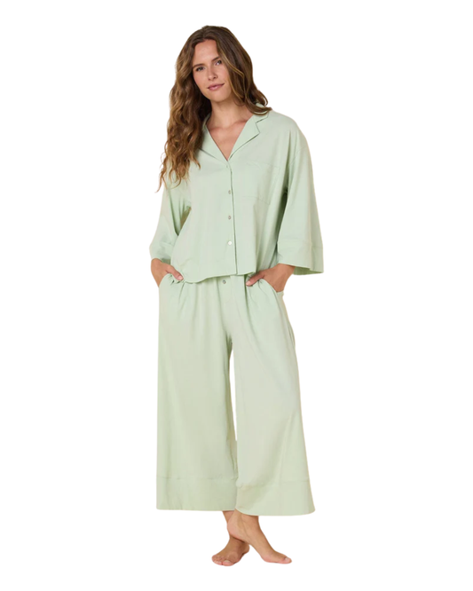 Cats Pajamas The Mariposa Long Set - Light Green
