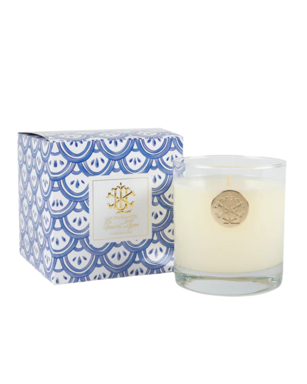 Lux Fragrances Currant Thyme Blue and White Designer Box