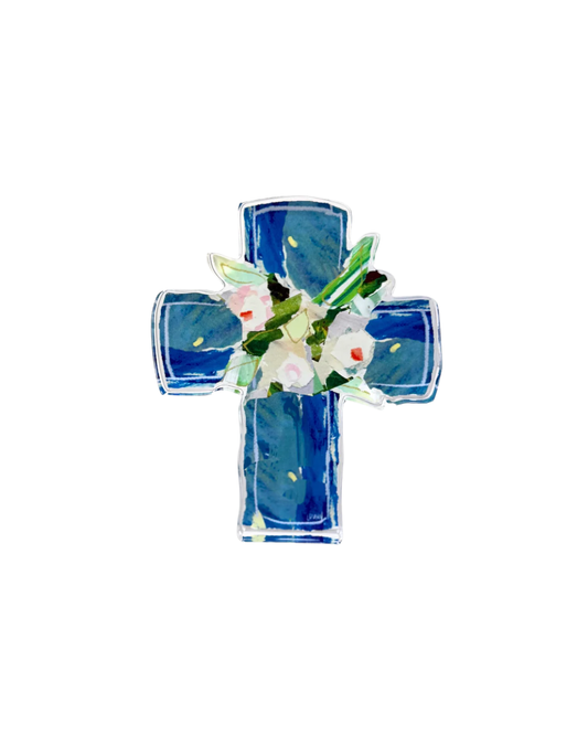 Lauren Dunn Blue Confetti Acrylic Cross