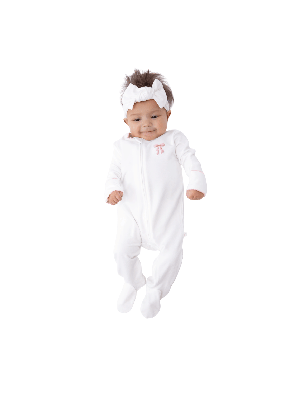 Goosies Pip Embroidered Zip Romper- Bow