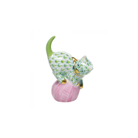 Herend Mischievous Cat - Key Lime