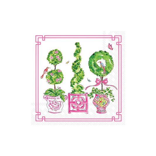 Pink Topiaries Cocktail Napkins