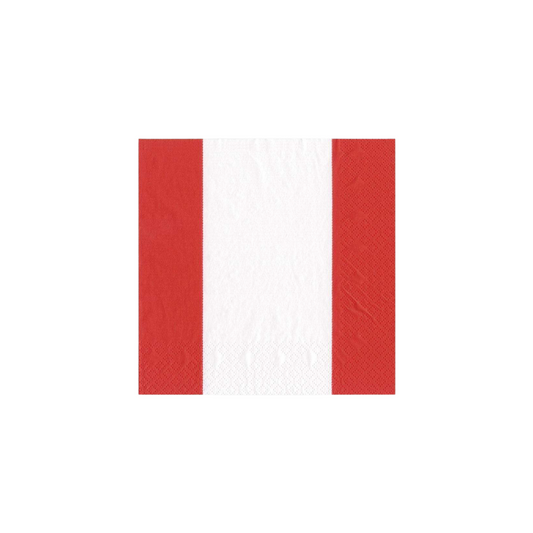 Caspari Bandol Stripe Paper Luncheon Napkins - Red and White