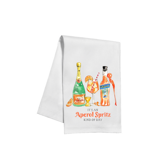Handpainted It's an Aperol Spritz Kind of Day Kitchen Towel