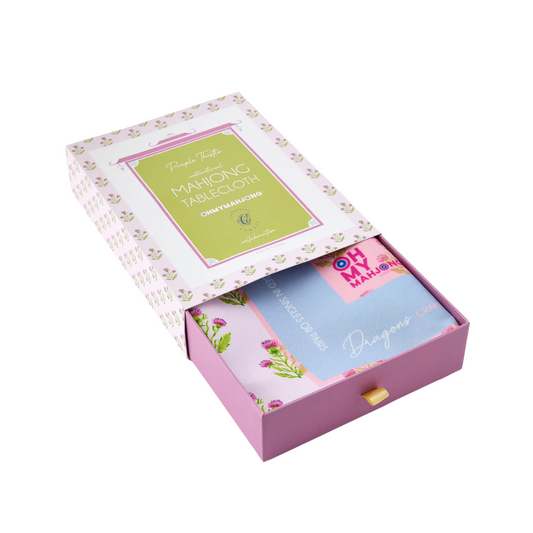 Oh My Mahjong Purple Thistle Instructional Mahjong Tablecloth