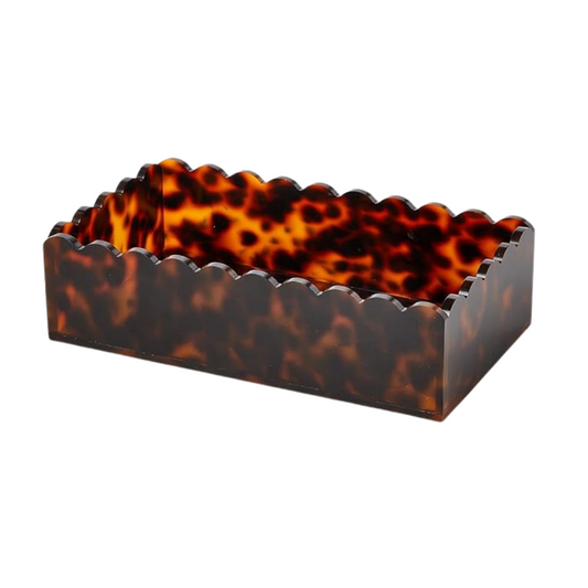 Tortoise Print Scalloped Edge Acrylic Guest Napkin Holder