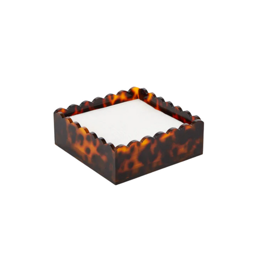 Tortoise Print Scalloped Edge Acrylic Cocktail Napkin Holder