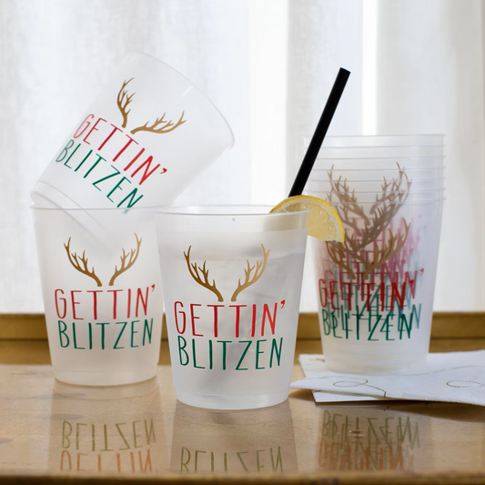 Gettin' Blitzen Party Cups Frosted/Red/Green