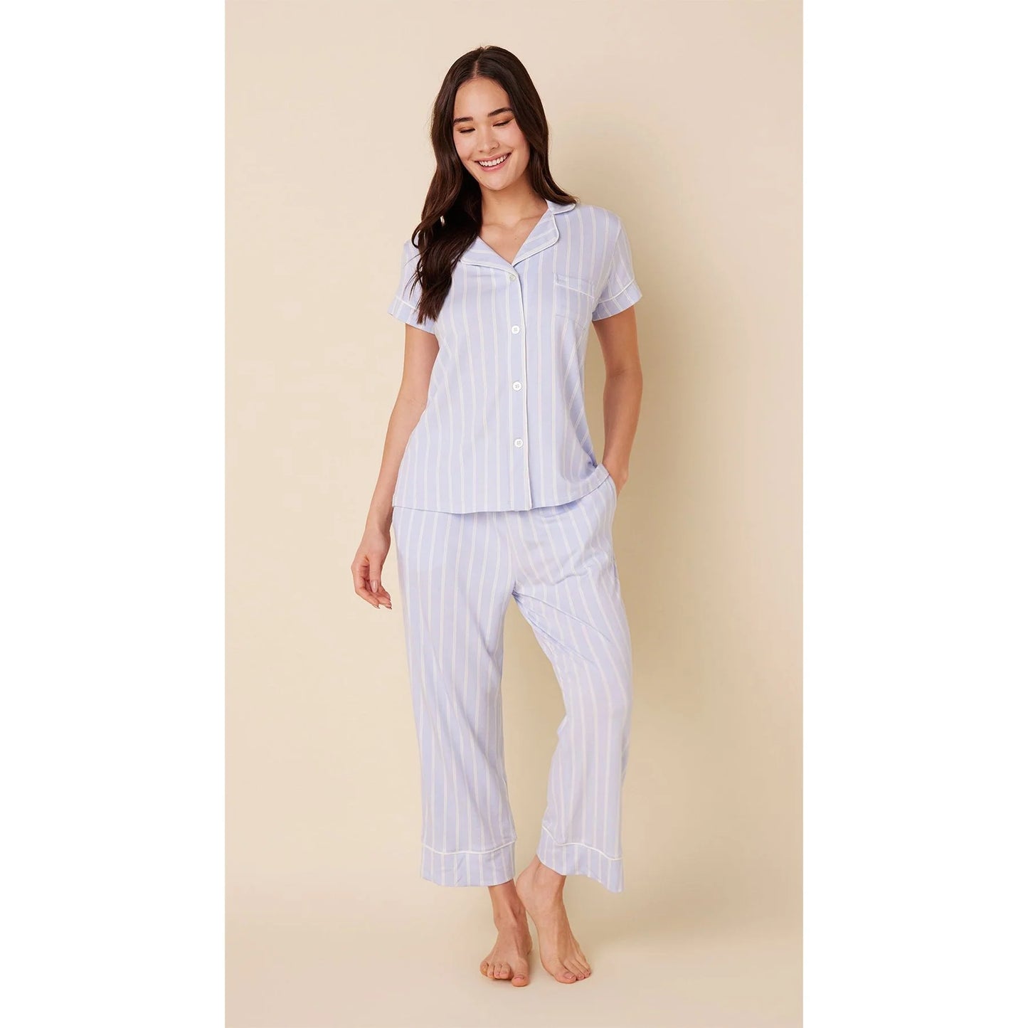 Heritage Stripe Pima Knit Capri Set